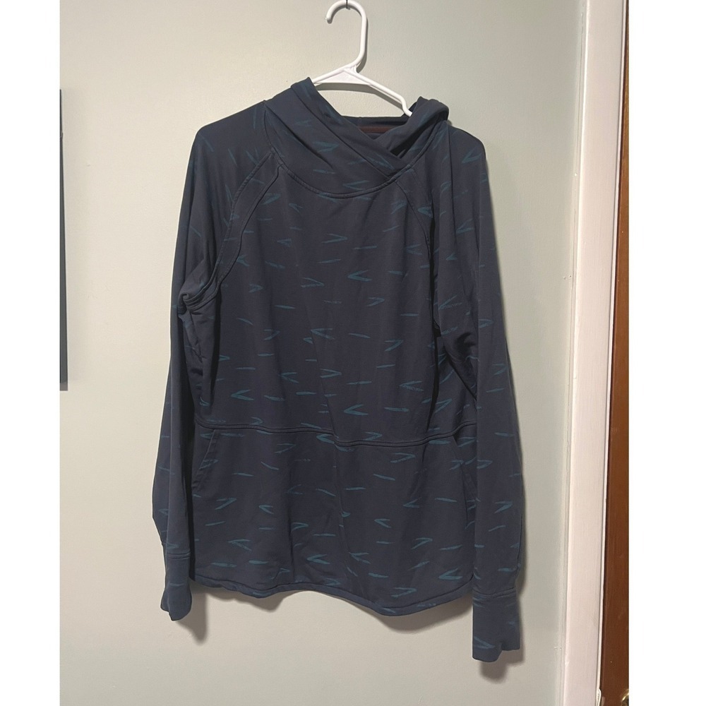 Title Nine Manresa Hoodie Navy Blue Mikado Print Women Size XL